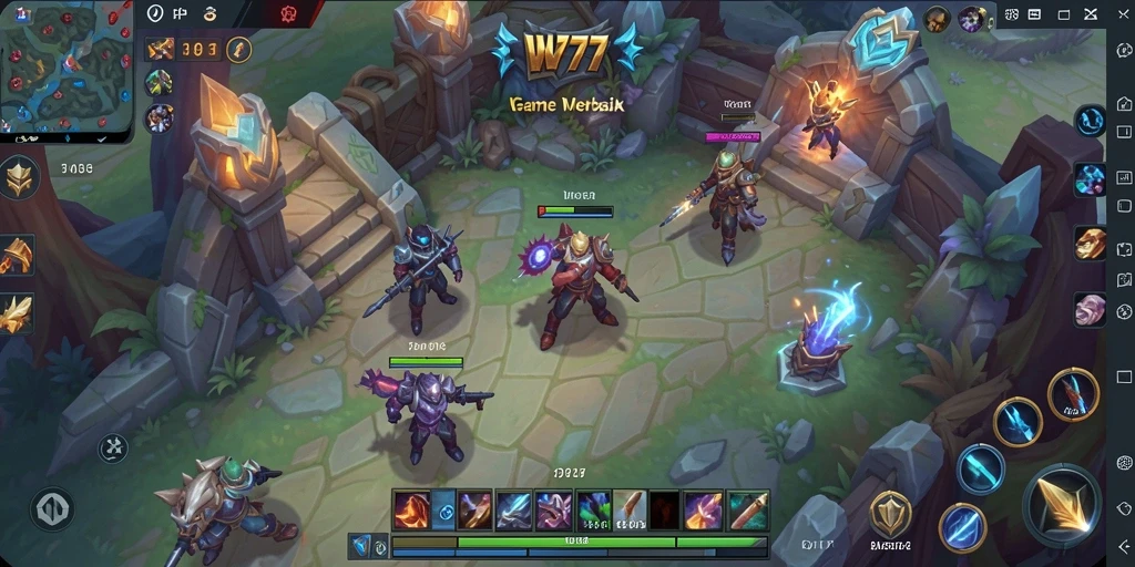 Gameplay IW777 menampilkan pertarungan sengit antar karakter MOBA.