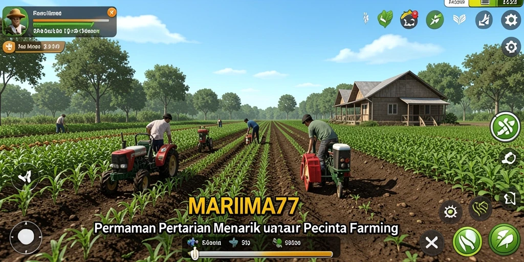 Tampilan menarik dari gameplay pertanian di MARIMA77.