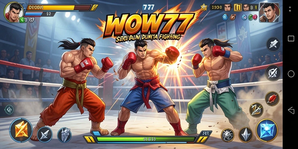 Tangkapan layar utama game WOW77 yang memperlihatkan aksi pertarungan yang mendebarkan.